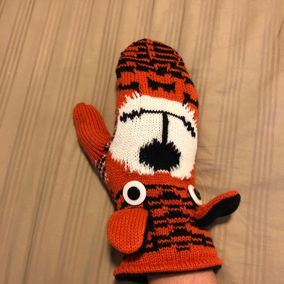 Accessories - Tiger mittens orange striped novelty puppet gloves
